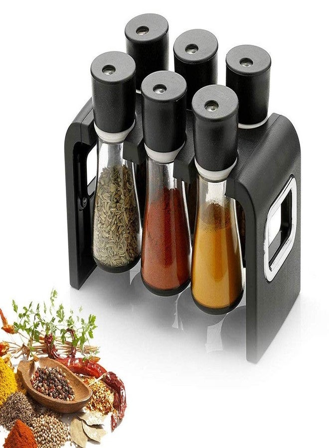 N M Z ABS Plastic Spice Rack 6pc With Stand Stackable and Stand Storage Spice Rack 11 x 10 x 21 Centimeters MultiColor - Image 4